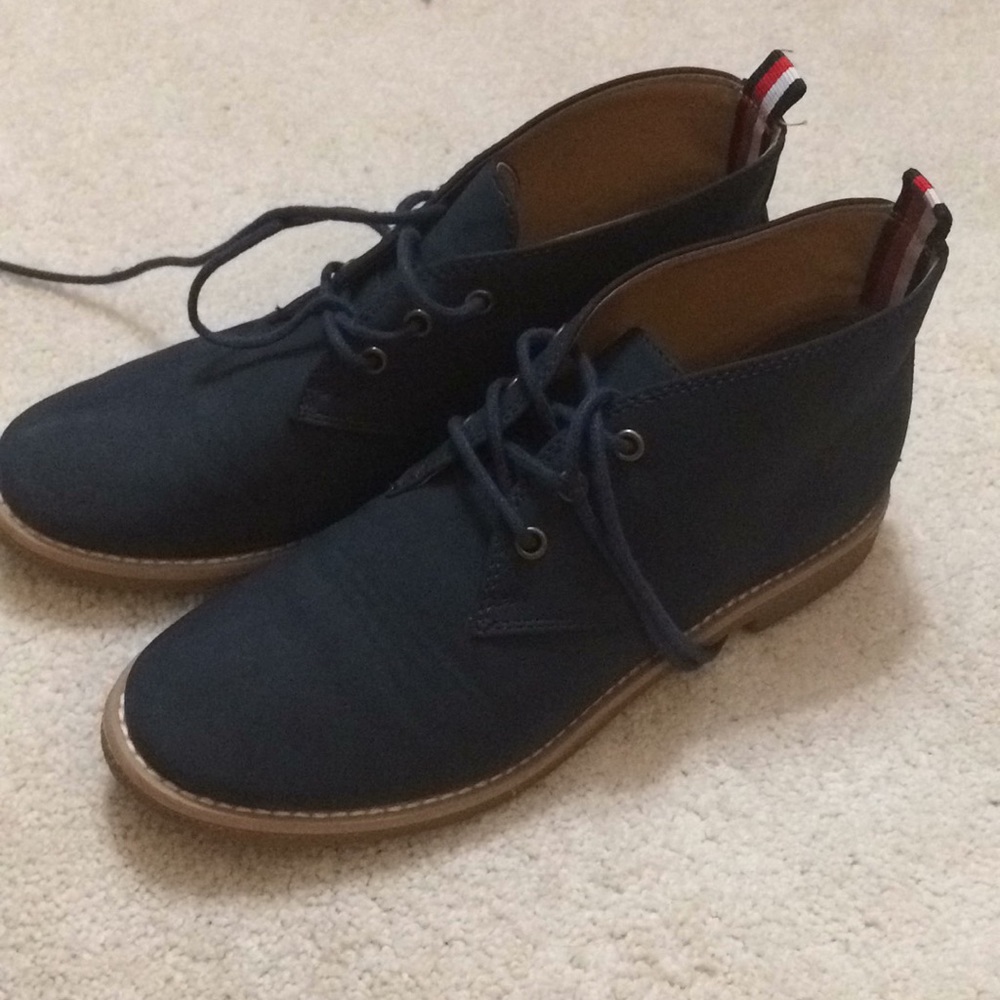 Navy Lace Up Booties